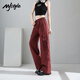 MJ STYLE overalls for women 2025 summer new thin sports pants quick-drying wide-leg casual pants burgundy XL