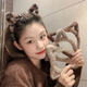 Ear headband cat ear female Internet celebrity 2025 new autumn and winter hairpin headband versatile outing face wash hair accessory 9# leopard print fur ears