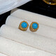 18k real gold electroplated silver needle zircon turquoise earrings simple and exquisite earrings light luxury high-end fashion earrings silver needle-gold-blue (18k real gold electroplating)