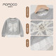 玛米玛卡（MOMOCO）女童秋装卫衣2025内搭儿童洋气甜美花边卫衣 花灰 140