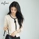 
Eifli (eifini) Eifli exquisite lace-up round neck contrasting bow mulberry silk jacquard sweater knitted sweater 2025 autumn new style beige M