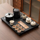 High-end small tea set set, high-end tea table, kettle, fully automatic water supply, integrated tea tray, new black gold porcelain stone, Guanshan Electric tea tray + Ru kiln tea set