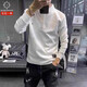 KAZUKI KURAISHI Kazuki Kuraishi trendy brand solid color Henley round neck sweatshirt men's spring and autumn new fashion casual long-sleeved clothes black 3XL 162-175Jin Jin is equal to 0.5 kg