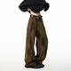 IZEXX American retro tie-dye scimitar pants men's autumn straight loose wide-leg casual overalls KY56 coffee color L