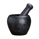 Yusenyi household black gold stone mortar garlic pounder pepper grinder garlic mortar stone pounder stone ladle mortar stone cup pound medicine jar Lianlian Youyu outer diameter 16CM water drop shape internal design 16ml