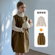 Xuanxiang Girls' Long Sleeve Shirt 2025 Spring and Autumn New Children's Bottoming Shirt, Western Style and Versatile Top for Big Children and Girls, Beige 150