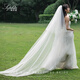 Schleierbraut Haupthochzeitskleid mit großem Schwanz und Hochzeitskopfschmuck, Waldstil Outdoor Super Long Simple Floor Schleier 3,8 Meter lang_taillänge 80 cm vor und 300 cm in Back_