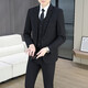 Suit suit men's business casual formal three-piece slim suit jacket men's wedding groom's best man's dress medium gray top + trousers + vest XL recommended 120-135Jin Jin equals 0.5 kg