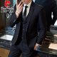 Pierre Cardin high-end suit suit men's business slim suit men's professional formal suit small suit groom's best man wedding dress black double button suit + trousers + shirt free tie XL 175 115-130Jin Jin equals 0.5 kg
