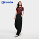 FILAFUSION Fila trendy brand knitted trousers for women 2025 autumn fashion loose straight casual pants