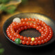 Mai uses natural Liangshan cherry red agate bracelet to design a 108-bead bracelet as a light luxury jewelry gift for girls.