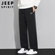 JEEP SPIRIT Jeep pants men's sherpa casual pants men's autumn and winter straight plus velvet thickened warm cotton pants