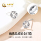 CHINA GOLD crushed matte coin PT950 platinum earrings for women white coin earrings birthday gift for girlfriend platinum weighs about 1g SF straight delivery/branded gift box