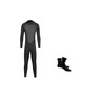 Big Tuan Xiaoyuan 5mm long-sleeved warm wetsuit men's one-piece sun protection waterproof female snorkeling suit surfing cold protection swimming and diving upgraded model classic one-piece black + diving socks S S size 80-95Jin Jin is equal to 0.5 kg