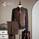 Woodpecker double-breasted wool suit men's suit business formal high-quality slim large size groom's wedding suit three-piece black suit + trousers XL (125-140Jin Jin equals 0.5 kg)