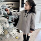 Disney (Disney) Girls Printemps et Automne 5 version coréenne double face imitation cachemire nouveau manteau en laine printemps et automne manteau pour enfants moyen et grand manteau mi-long gris col noir manteau en velours 130 recommandé environ 125 cm