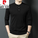 Pierre Cardin high-end brand wool-containing men's long-sleeved T-shirt 2025 spring and autumn new Henry collar casual sweater for men black M 170
