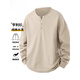 JEEP SPIRIT pure cotton long-sleeved t-shirt for men 2025 new spring and autumn versatile loose solid color top casual V-neck henley shirt khaki M 110-125Jin Jin equals 0.5 kg