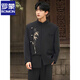 ROMON new Chinese style men's adult dress engagement wedding suit stand collar golden bamboo DK tunic suit class suit black suit XL