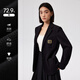 Shuiyunjian College Style Small Suit Jacket Women's Black Straight Shoulder Suit High Intellectual Long Sleeve Top 2026 Spring New Black M