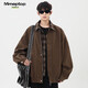 MMOPTOP American fake two-piece plaid spliced lapel jacket autumn and winter men's windproof jacket MJK22 coffee L