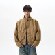 To the aesthetic retro high street cleanfit stand-up collar bomber jacket men's trendy boxy short work jacket clothes men's khaki XL recommended 130-145Jin Jin is equal to 0.5 kg