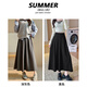 Free style Mao Ni skirt women's new autumn 2025 high-waisted hip-covering A-line umbrella skirt mid-length versatile pleated skirt