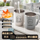 PINYU 304 stainless steel mouthwash cup couple toothbrushing cup household anti-fall toothbrush cup portable dental cylinder cup gray boy style