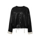
Evely (eifini) Jiang Xin endorses contrasting color flip sleeve retro design hem drawstring casual jacket for women 2025 autumn new style black M 105-120Jin [Jin equals 0.5 kg]