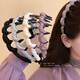 Other brands of retro satin toothed hairbands for women, high-end headbands for face washing, daily wear, black, 1 pack