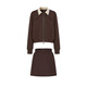 Jiuzi Annakokluli sports style casual age-reducing relaxed sweatshirt suit for women 2025 autumn new style dark coffee S