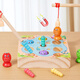 Sangetian Children's Magnetic Fishing Toy Early Education Enlightenment Magnetic Absorption Wooden Fish Catching Insect Parent-Child Hand-Eye Coordination Fine Movement Fun Fishing Insect Catching Game (Solid Wood Thick Bottom)