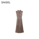 
SNIDEL2025 autumn and winter new product elegant ruffled solid color waisted small flying sleeve dress SWFO254287 pink beige M (1)