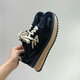 Chaussures féminines authentiques Shougu avec niche rétro haut de gamme Forrest Gump Shoes 2025 Automne à hauteur épaisse de hauteur, chaussures de papa tendance noire z-15926 36