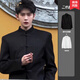 Locochi New Chinese Men's Suit Men's Autumn Stand Collar Shoulder Pad Jacket Zhongshan Tang Suit Casual Suit Top Zhongshan Suit + White Shirt 2XL