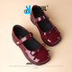Annil (Annil) Girls' Leather Shoes Spring New Princess Shoes with Dresses Children's Red Leather Shoes Little Girls Mary Jane Shoes Dark Red Velcro 27 Inner Length 17.7cm, Recommended Foot Length 16.7cm