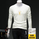 Romon High-End European Station Modal Langarmed T-Shirt Herrenbrief Druck atmungsaktiv plus samt warmes Herren-Basis-Hemd Herbst Kleidung schwarz 15123 m