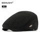 SOMUBAY old man hat, autumn and winter warm windproof beret for men and grandfathers, middle-aged and elderly dad with large head circumference, adjustable forward hat, black, one size fits all (55-59CM)