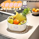 Zhizhou vegetable washing basket, drain basket and vegetable basin three-piece set, food-grade leaky basket, baby vegetable basket, for washing fruits in the kitchen, cream double layer drain basket, small + medium + large, random stickers, upgraded PP + PET material + milk white