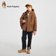 Hush Puppies children's clothing boys' three-proof plus velvet windbreaker autumn and winter children's warm outdoor thick coat mocha brown 160