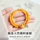 Fat Donglai's same beeswax bracelet for women, natural yellow amber double-circle multi-circle bracelet, stacked with southern red turquoise, double-circle, natural chicken fat yellow beeswax, 14-15cm hand circumference, red bracelets
