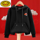 G.duck parent-child clothing for a family of three hooded sweatshirts for men and women in autumn and winter new long-sleeved tops with velvet and thickening for the whole family jacket red hooded five-star red flag Chinese chest mark plus velvet 120 40-50Jin Jin is equal to 0.5 kg
