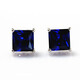 Yuze princess square tanzanite sapphire earrings for women, Korean fashion simple sterling silver jewelry, colorful treasures, hypoallergenic, main stone 7X7mm