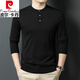Pierre Cardin high-end brand wool-containing men's long-sleeved T-shirt 2025 spring and autumn new Henry collar casual sweater for men black M 170