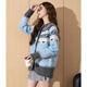 TonLion 2025 Autumn and Winter Women's Round Neck Fair Isle Jacquard Cardigan Sweater