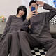 Pajama du couple de la maison Hailan pour le printemps et l'automne, le nouveau coton pur à manches longues, les vêtements à domicile simples à rayures pour hommes et femmes. BG_15567 # Double rayures gris foncées longues m femmes