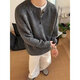 Autumn and winter American Henry collar sweater men's sweater American retro casual lazy style sweater men's solid color sweater light gray M