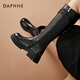 Daphne autumn and winter new women's shoes long Martin boots zipper fashion casual versatile single boots women's black 37