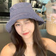 
Japanese fisherman hat for women in summer new style small fresh checked curly edge sun protection hat wide brim small basin hat green