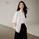Late White New Product 2025 Autumn Style Lapel Cotton Shirt Casual Commuting Workplace Mid-Sleeve Shirt Women White S